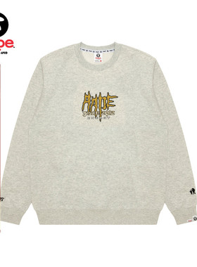 Aape旗舰店男装秋冬猿人字母印花休闲潮流薄绒圆领卫衣D310XAP