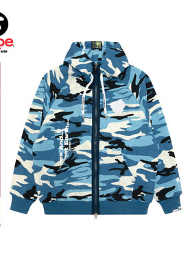 Aape旗舰店男装秋冬猿人迷彩潮流休闲薄绒连帽卫衣外套C397XAP