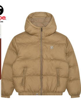 Aape旗舰店男装秋冬猿人徽章宽松厚连帽羽绒服面包服7654XXN