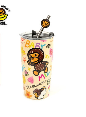BABY MILO STORE配饰涂鸦风小猴图案吸管杯4428XXP