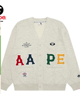 Aape旗舰店男装秋冬彩色字母徽章休闲潮流卫衣开衫外套C393XAP