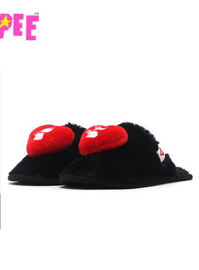 APEE女鞋秋冬立体心型毛绒拖鞋F318A5P