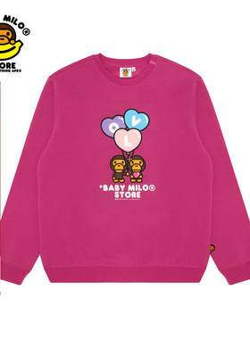 BABY MILO STORE女装春秋爱心气球小猴休闲红色圆领卫衣3035XXN