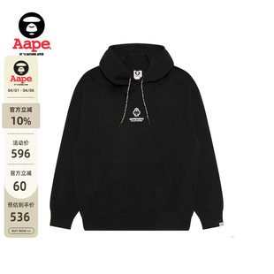Aape旗舰店男装 扑克徽章字母印花休闲连帽卫衣C351XXP 春季