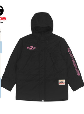 Aape旗舰店女装秋冬字母刺绣撞色拼接连帽面包羽绒服外套7482XXH