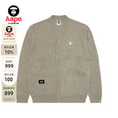 Aape旗舰店男装 外套C356XXP 秋冬小标徽章纯色简约针织开衫