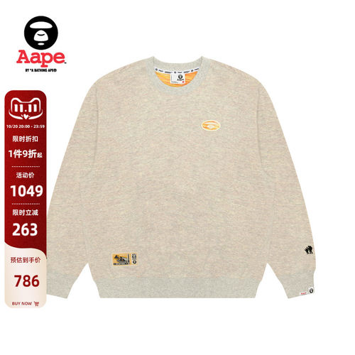 Aape徽章简约休闲潮流圆领卫衣