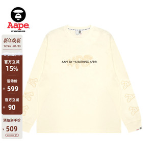 Aape旗舰店男装 T恤1747XXP 秋冬猿人图案印花休闲潮流长袖