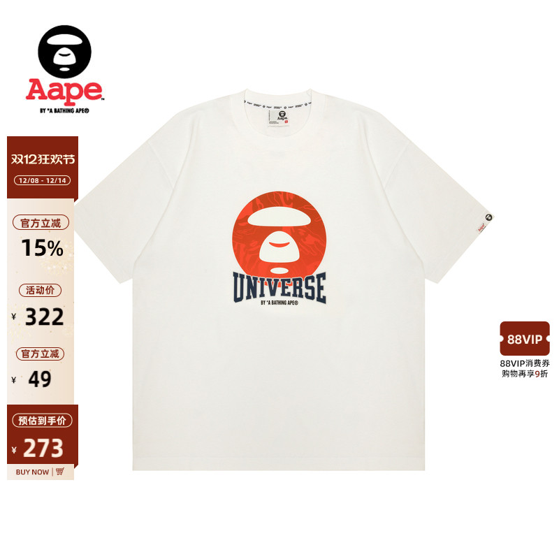 Aape字母图案印花潮流短袖T恤