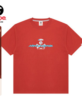 Aape旗舰店男装25春夏猿人字母涂鸦风印花休闲潮流短袖T恤1645XXO