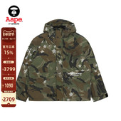 Aape旗舰店男装 秋冬复古做旧五角星迷彩潮流连帽羽绒服7739XAP