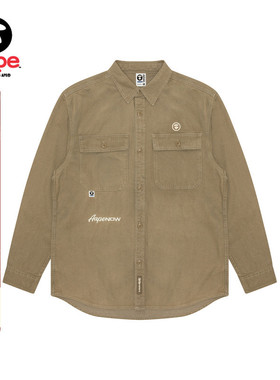 Aape男装春秋猿人徽章字母刺绣休闲简约宽松牛仔长袖衬衫8472XXM