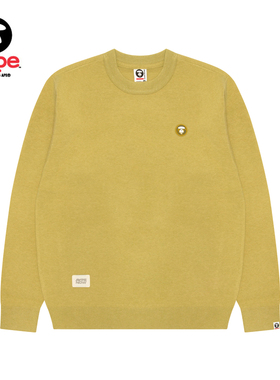 Aape旗舰店男装秋冬小标徽章休闲简约纯色圆领针织衫C361XXP