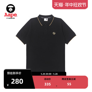 Aape旗舰店男装 1360XXK 春夏反光猿颜徽章字母印花嘻哈潮流POLO衫