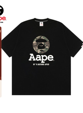 Aape旗舰店男装春夏迷彩圆章印花休闲潮流短袖T恤1640XXO