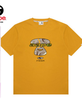 Aape旗舰店男装25春夏猿人迷彩印花字母刺绣潮流短袖T恤1628XXO