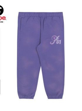 Aape旗舰店女装秋冬猿人字母刺绣水洗做旧束脚加绒休闲裤6808XAH