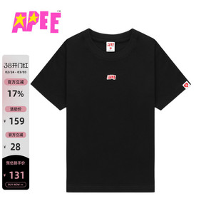 APEE女装秋冬字母刺绣纯色短袖T恤F191A5P
