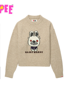 APEE女装秋冬卡通兔子图案提花圆领针织衫F126A5P