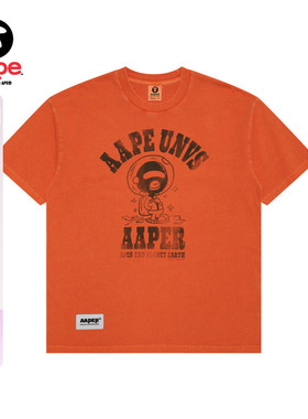 Aape旗舰店男装春夏猿人军团做旧印花休闲潮流短袖T恤1619XXO