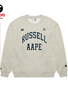 Aape联名RUSSELL男装秋冬经典徽章复古薄绒圆领卫衣9782XXP