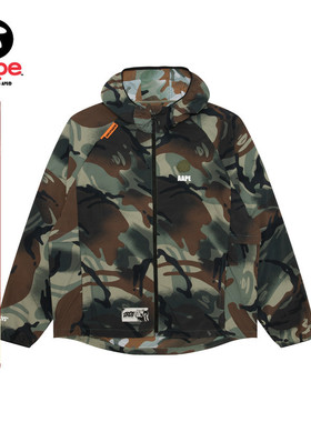 Aape旗舰店男装春夏迷彩喷墨做旧效果潮流连帽夹克外套7717XXO