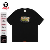 Aape旗舰店男装 T恤1617XXO 春夏猿人军团印花休闲宽松潮流短袖