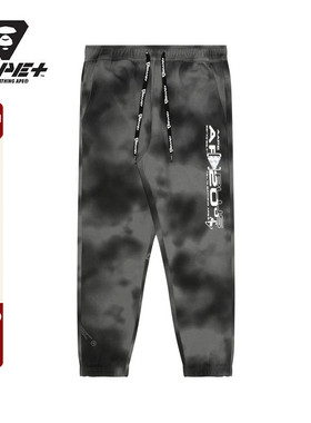 AAPE+运动男装春夏字母印花扎染薄款抽绳休闲长裤6942XXJ