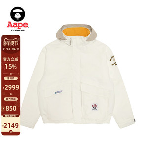 Aape旗舰店男装秋冬可拆卸帽猿人徽章简约潮流夹克外套7744XXP