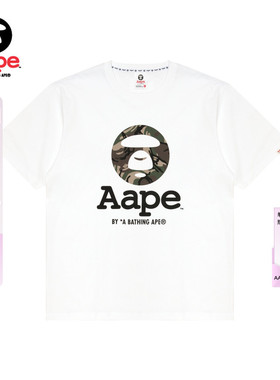 Aape旗舰店男装春夏迷彩猿人图案字母印花短袖T恤1640XXQ
