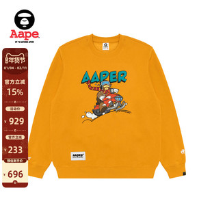 Aape旗舰店男装秋冬猿人军团印花休闲潮流薄绒圆领卫衣C367XXP