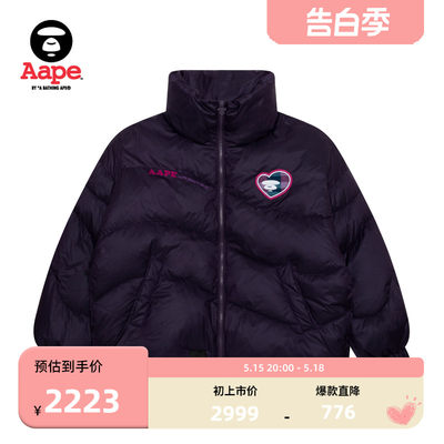 Aape爱心格纹宽松羽绒服7620XXL