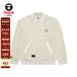 Aape旗舰店男装秋冬猿人徽章潮流休闲薄绒卫衣棒球服外套C360XBP