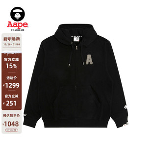 Aape旗舰店男装 秋冬字母徽章简约潮流薄绒休闲卫衣外套C378XXP
