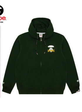 Aape旗舰男装秋冬猿人字母印花潮流厚绒连帽卫衣外套B343XXN
