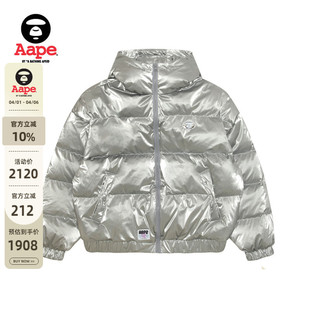 秋冬猿人徽章纯色连帽羽绒服面包服外套7755XAP Aape旗舰店女装
