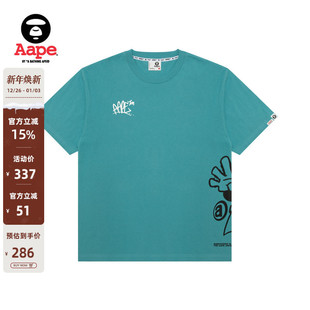 Aape旗舰店男装 T恤1635XXO 春夏滑板猿人涂鸦喷墨印花潮流短袖