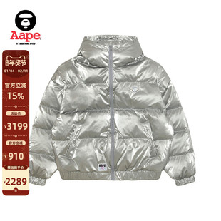 Aape旗舰店女装秋冬猿人徽章纯色连帽羽绒服面包服外套7755XAP