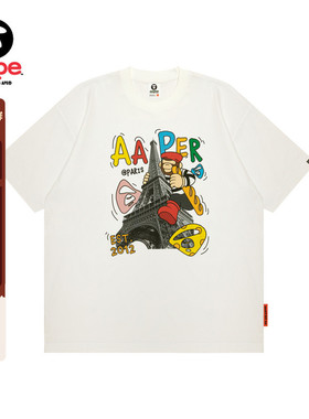 Aape旗舰店男装25春夏猿人军团图案印花潮流宽松短袖T恤1613XXO