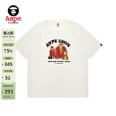 Aape旗舰店男装 T恤1496XXO 春夏猿人军团字母潮趣印花休闲宽松短袖