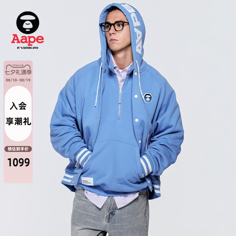 Aape牙刷绣徽章棒球服卫衣外套