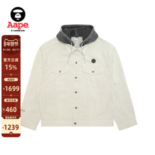 Aape旗舰店男装秋冬可拆卸帽小标徽章翻领牛仔夹克外套7730XXP