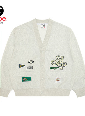 Aape旗舰店男装25春夏刺绣字母猿人徽章开衫卫衣C324XAO