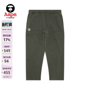 Aape旗舰店男装 C671XXP 秋冬小标徽章水洗做旧潮流薄绒休闲长裤