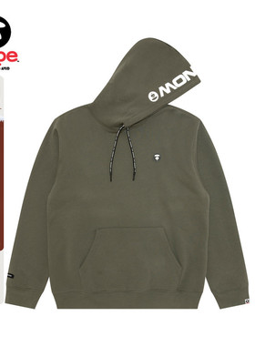 Aape旗舰店男装秋冬小标徽章纯色简约潮流薄绒连帽卫衣C354XXP