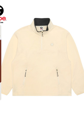 Aape旗舰店男装秋冬小标徽章摇粒绒简约潮流半拉链卫衣C363XXP