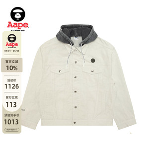 Aape旗舰店男装 可拆卸帽小标徽章翻领牛仔夹克外套7730XXP 春季