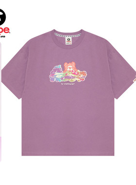 Aape旗舰店女装春夏小熊迷彩字母印花休闲宽松短袖T恤1531XXM