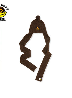 BABY MILO STORE配饰卡通小猴毛绒帽子围巾一体围脖4412XXP