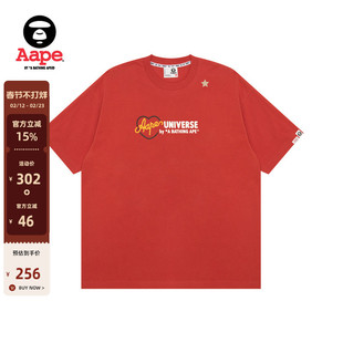 Aape旗舰店男装25春夏字母爱心印花宽松嘻哈潮流短袖T恤1676XXO